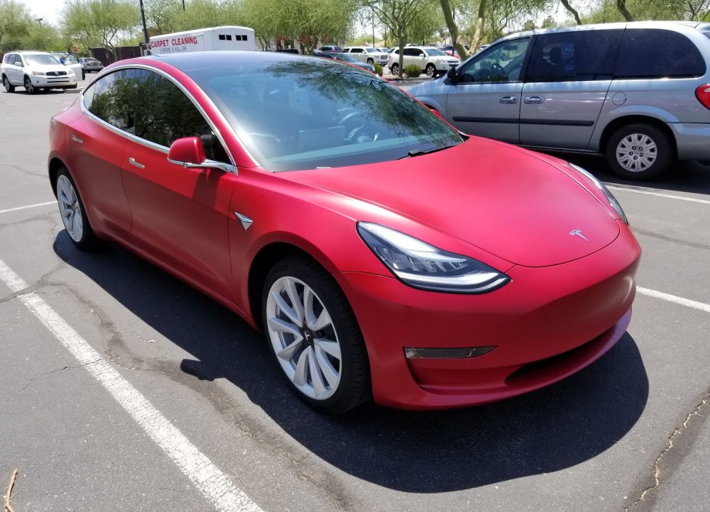 Red Tesla Side Clear Bra Mesa AZ Red Tesla Side Clear Bra Mesa AZ